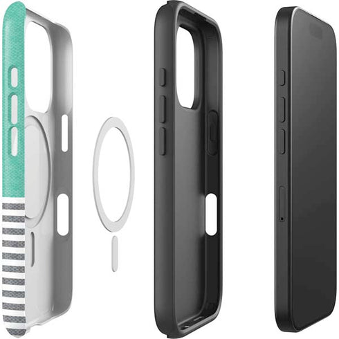 Teal and Grey Stripes iPhone 16 Pro Magsafe Impact Case